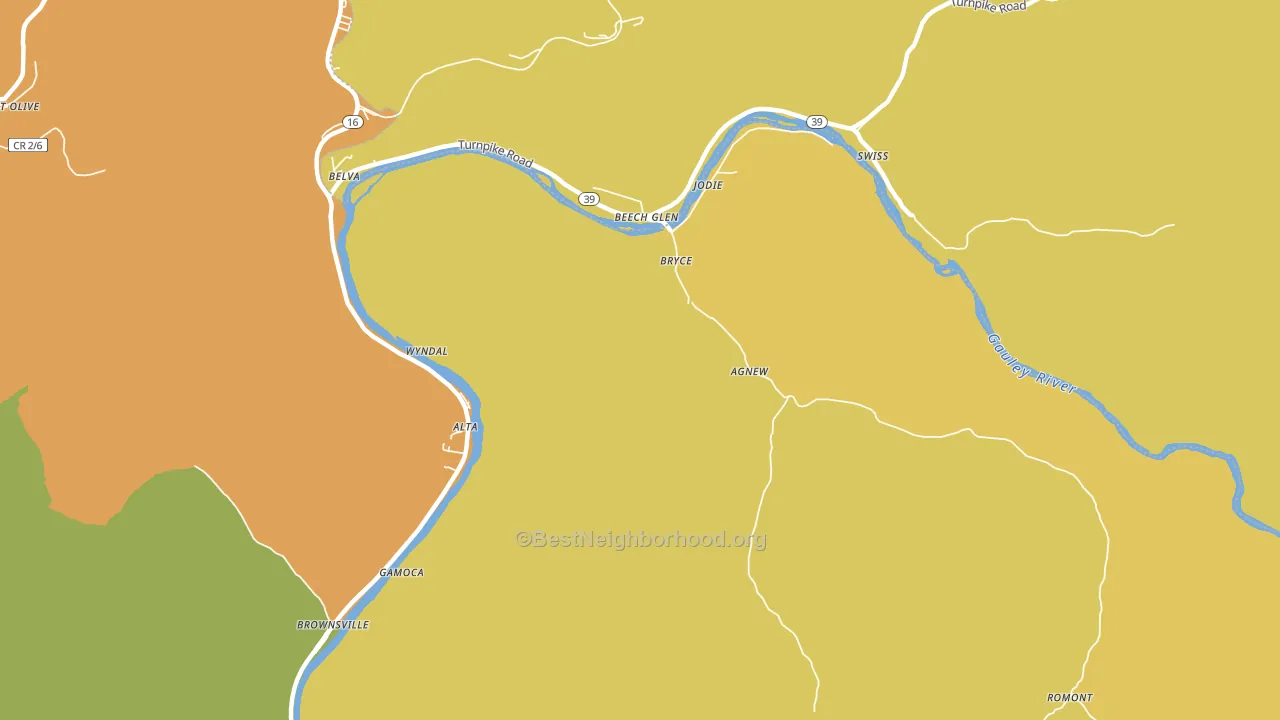 Jodie, WV block-group voter-turnout map