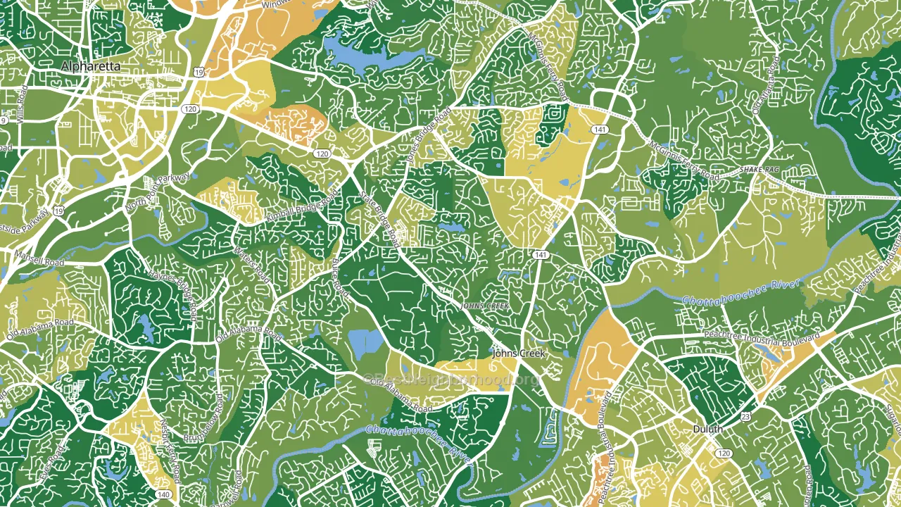 Johns Creek, GA block-group voter-turnout map