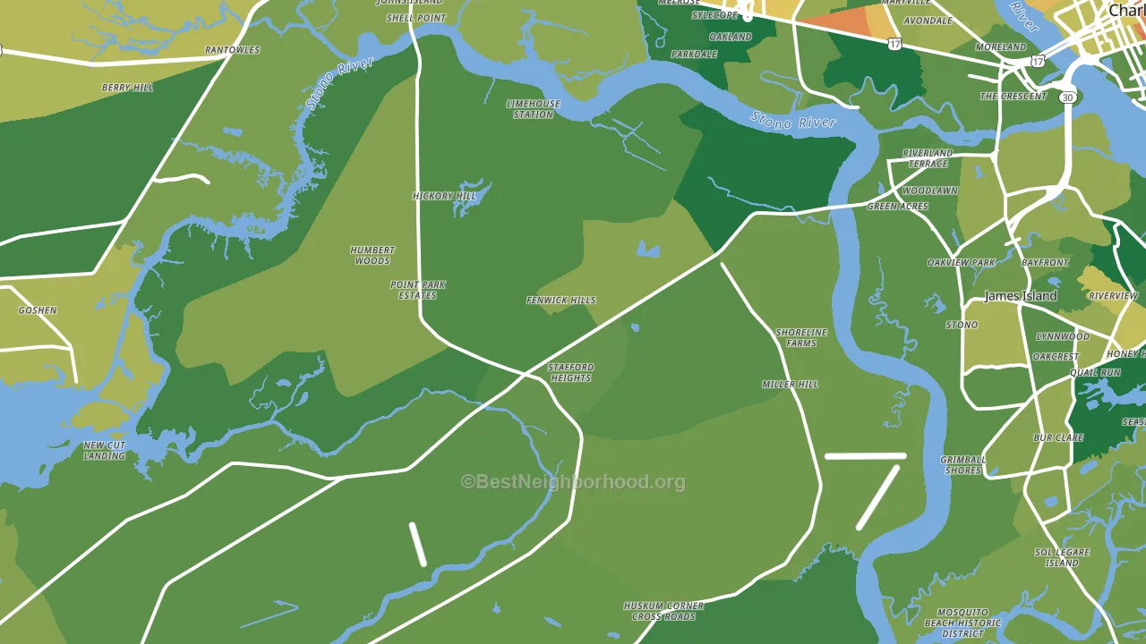 Johns Island, SC block-group voter-turnout map