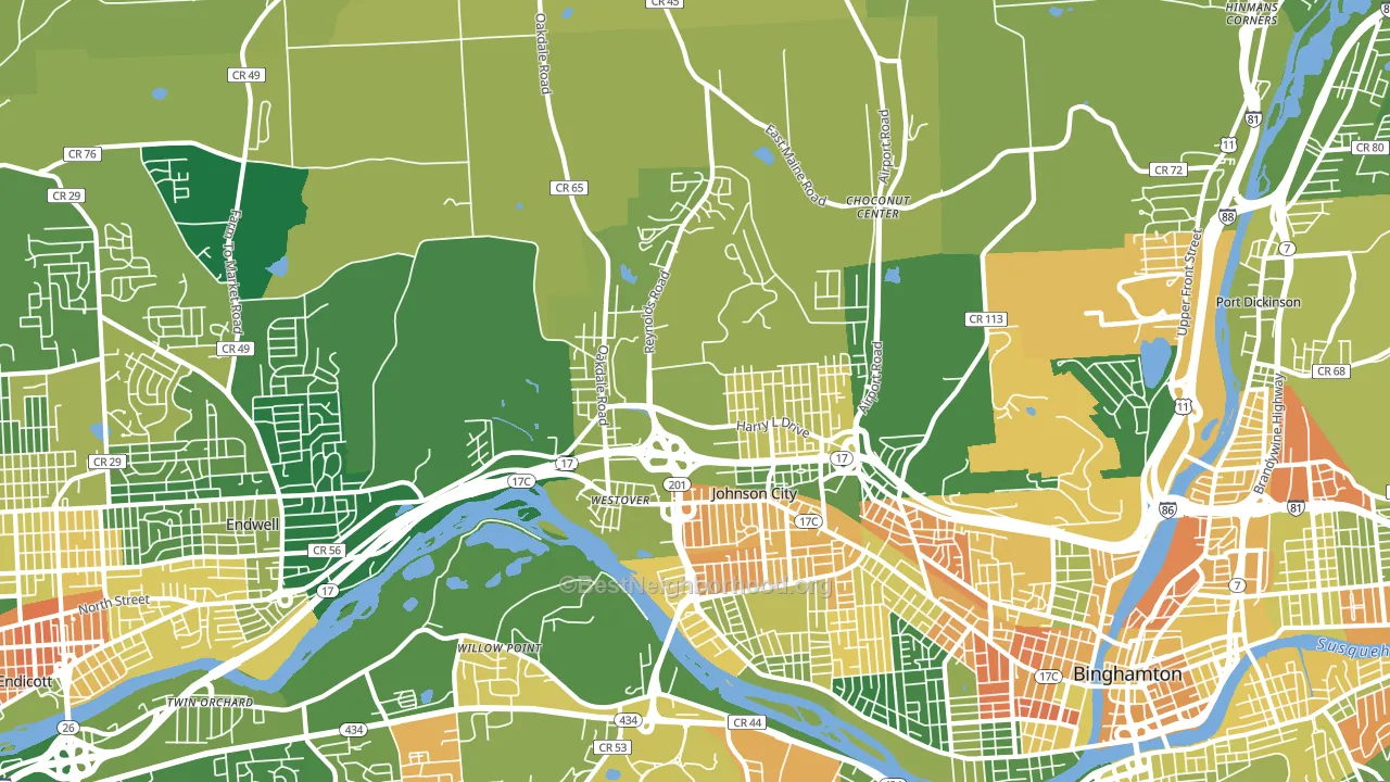 Johnson City, NY block-group voter-turnout map