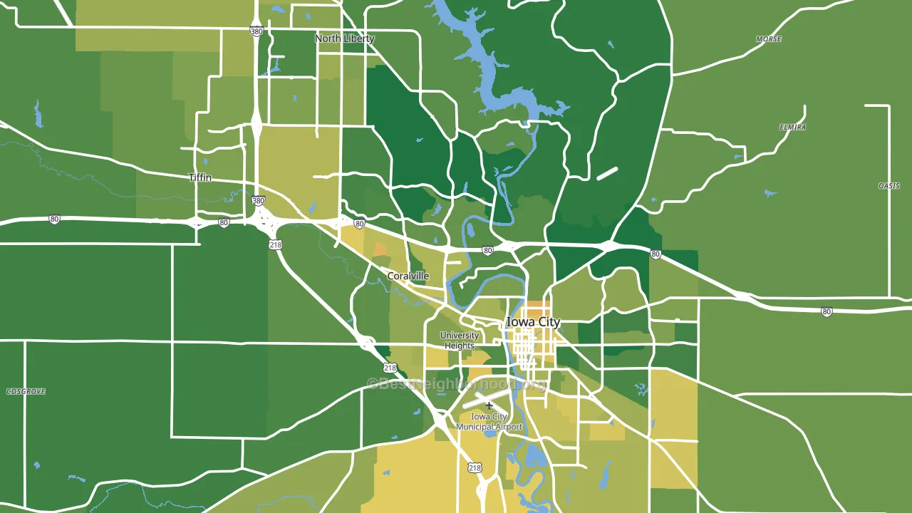 Johnson County, IA block-group voter-turnout map
