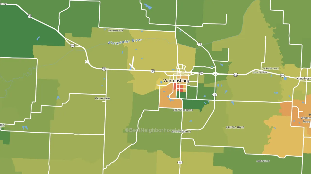 Johnson County, MO block-group voter-turnout map