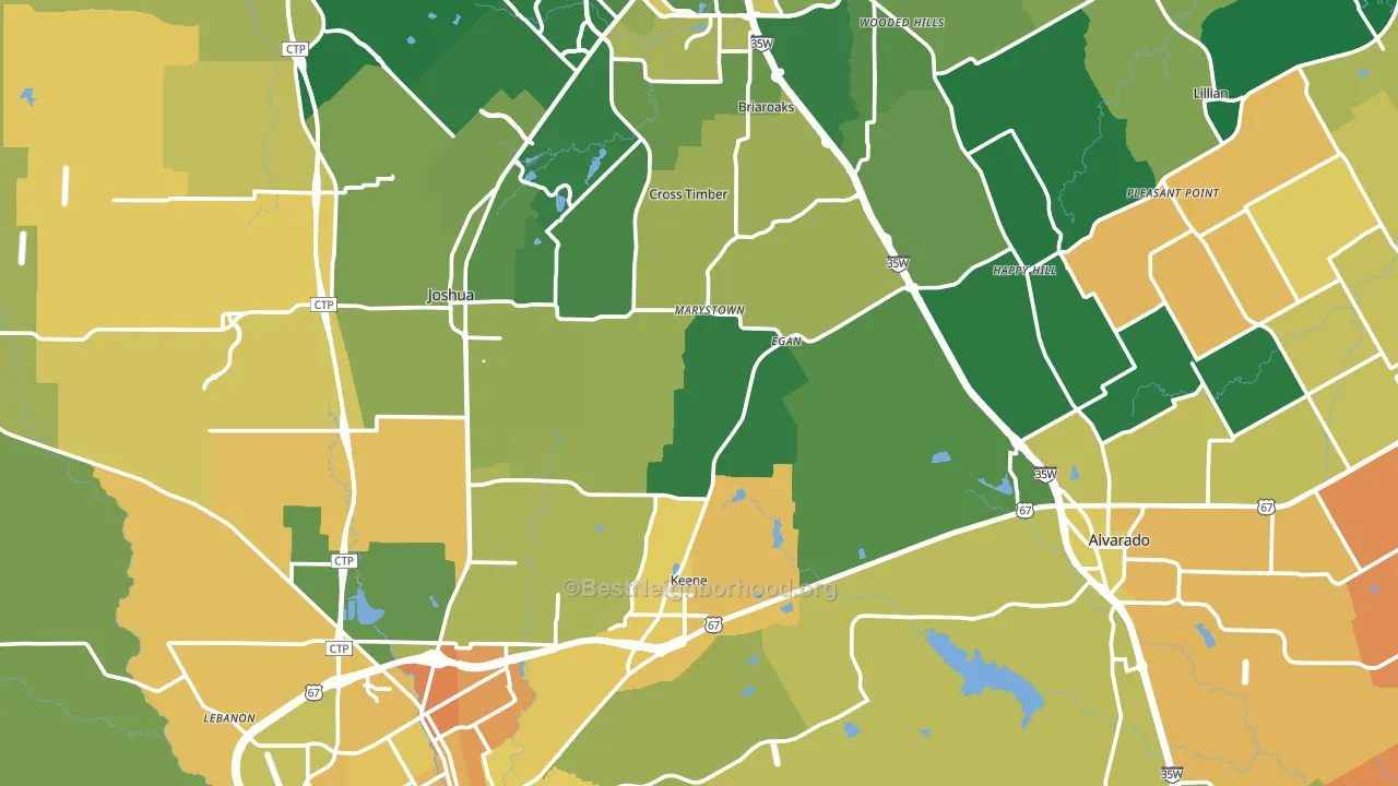 Johnson County, TX block-group voter-turnout map