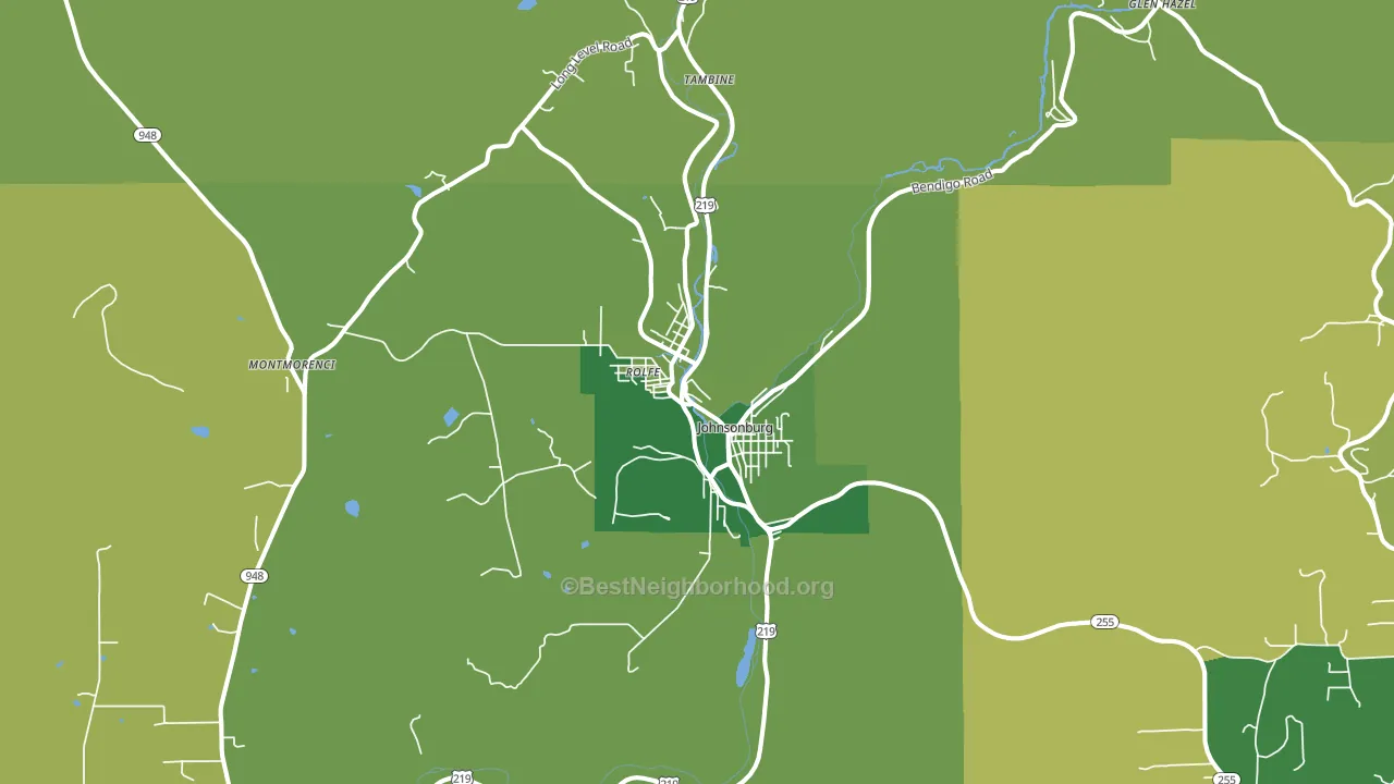 Johnsonburg, PA block-group voter-turnout map