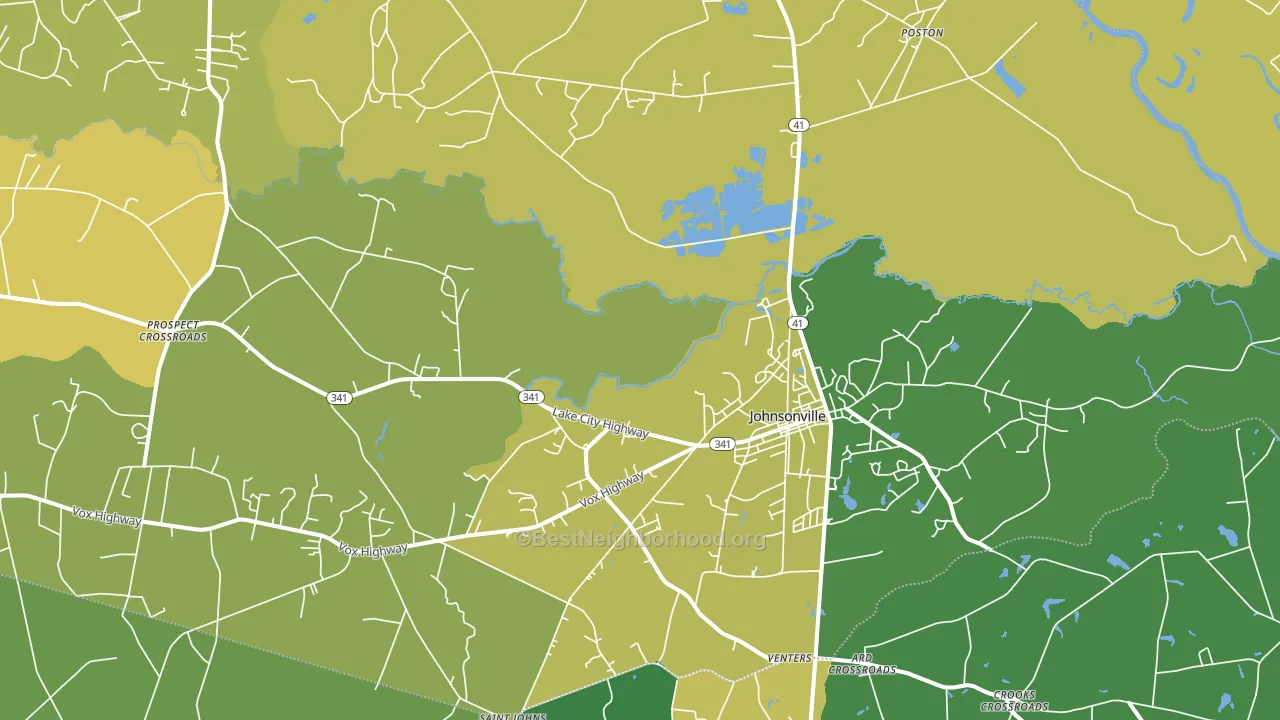 Johnsonville, SC block-group voter-turnout map