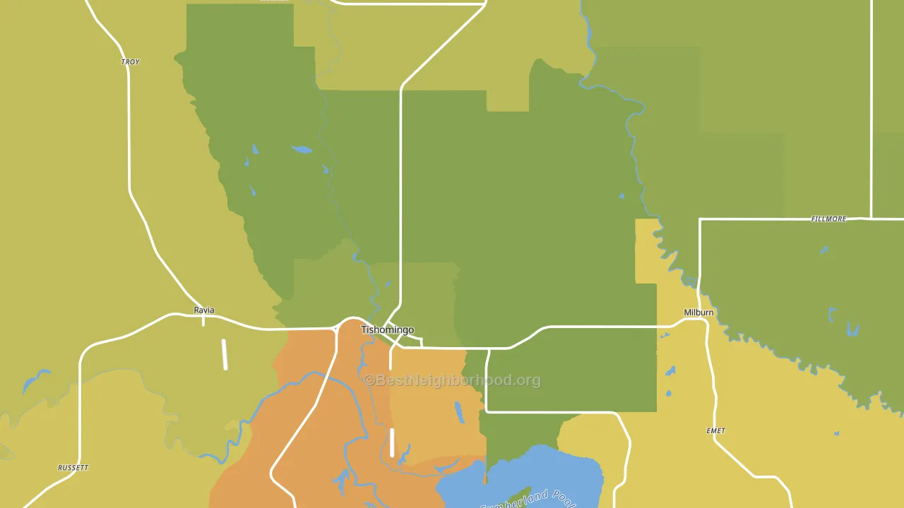 Johnston County, OK block-group voter-turnout map