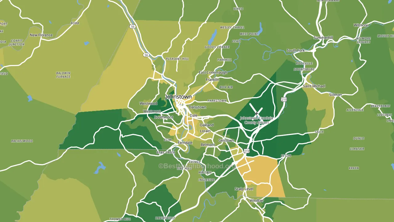 Johnstown, PA block-group voter-turnout map