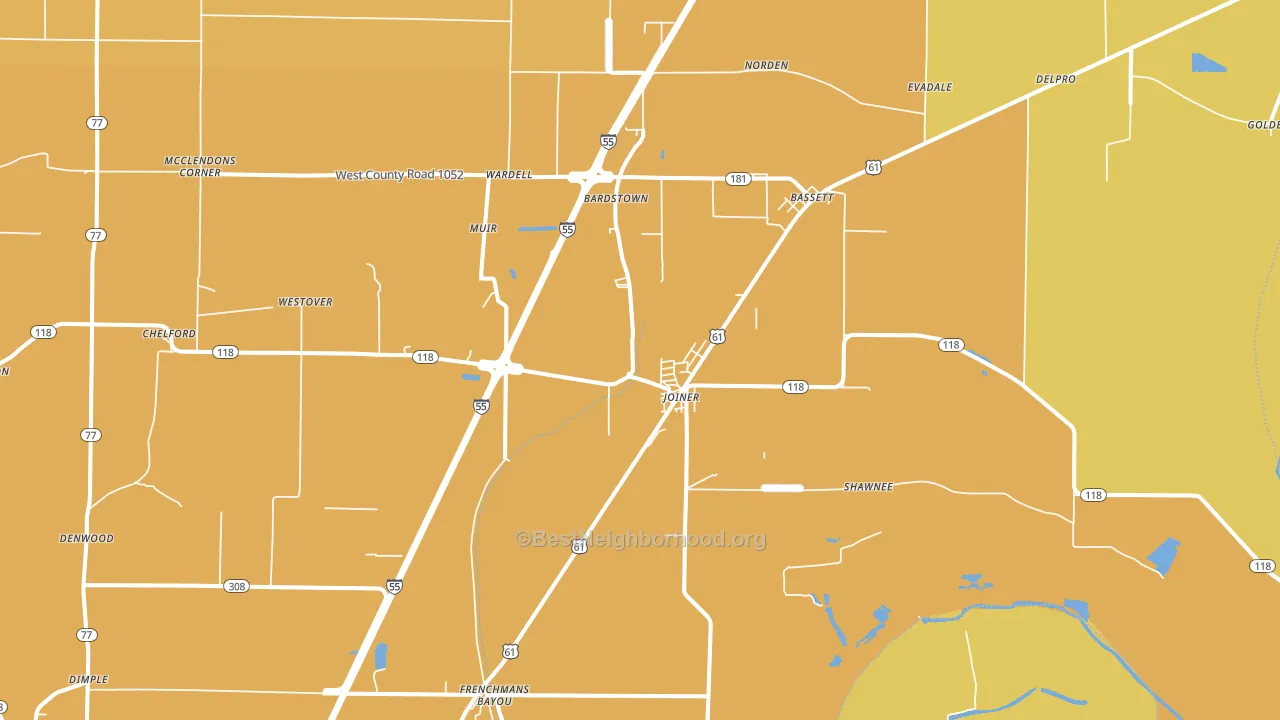 Joiner, AR block-group voter-turnout map