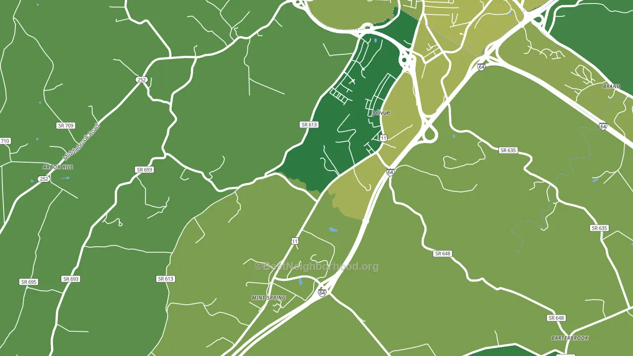Jolivue, VA block-group voter-turnout map