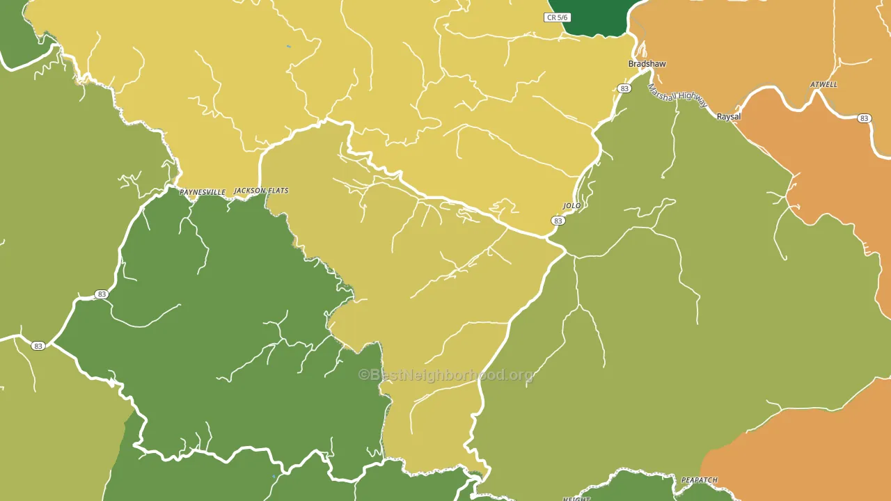 Jolo, WV block-group voter-turnout map