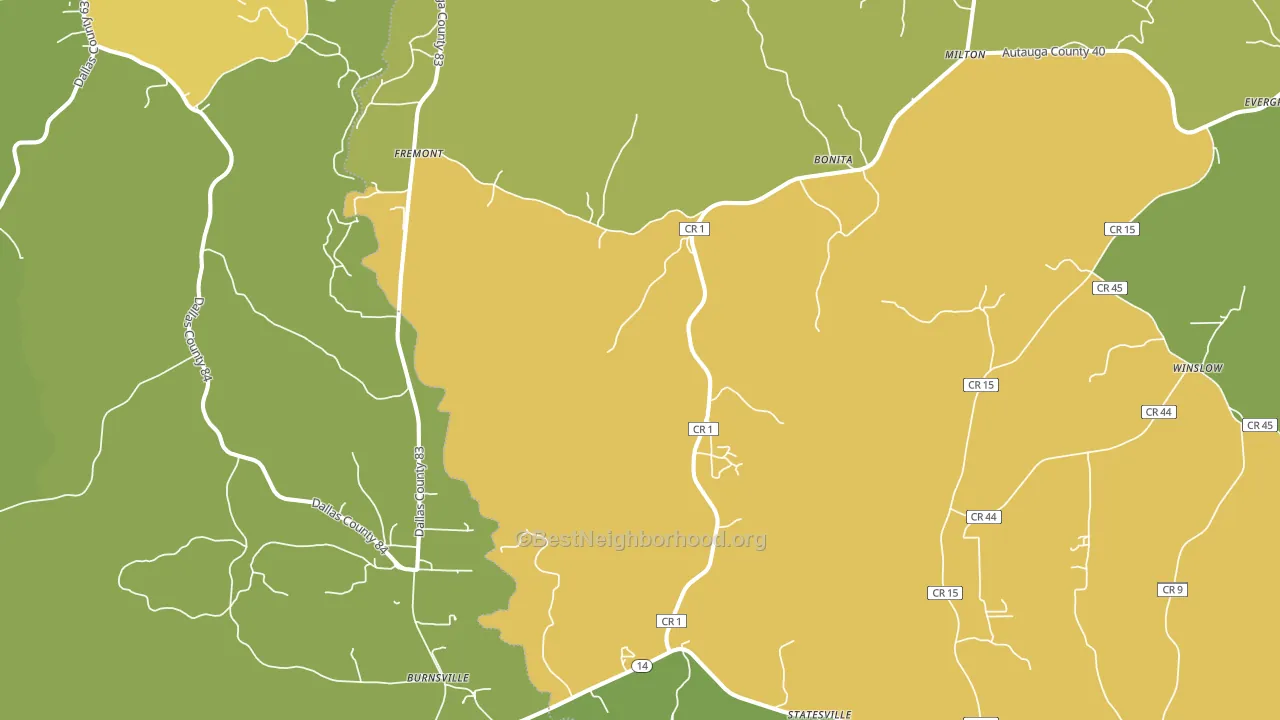 Jones, AL block-group voter-turnout map