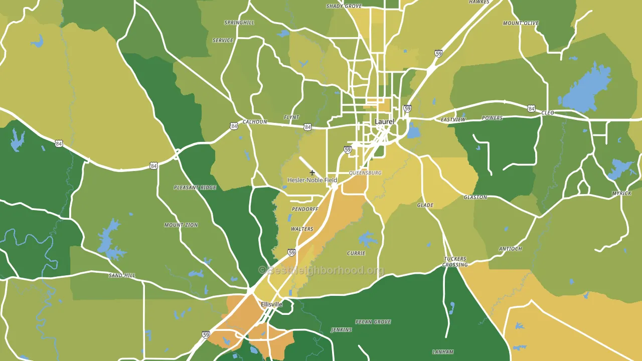 Jones County, MS block-group voter-turnout map