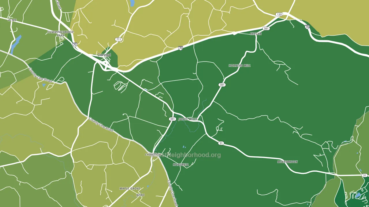 Jones Mills, PA block-group voter-turnout map