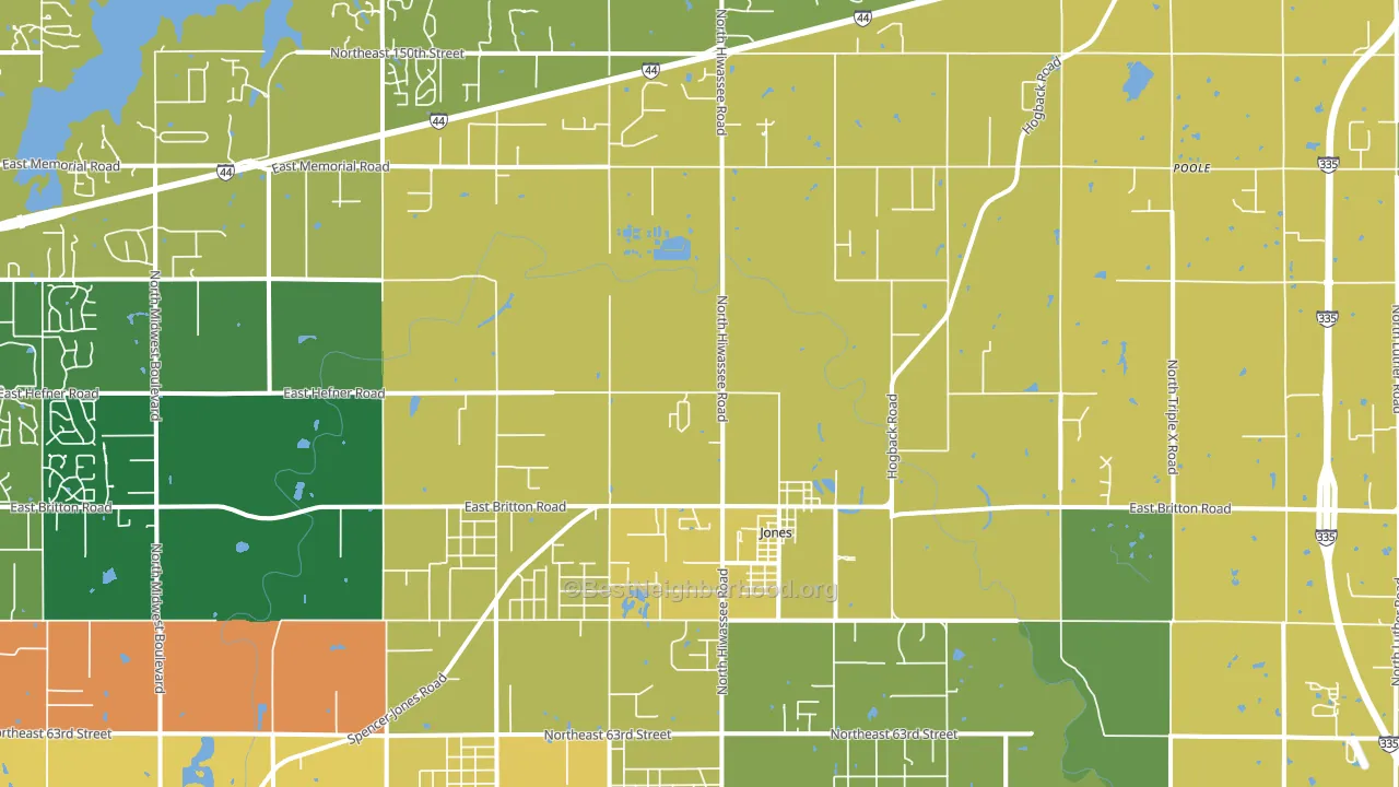 Jones, OK block-group voter-turnout map