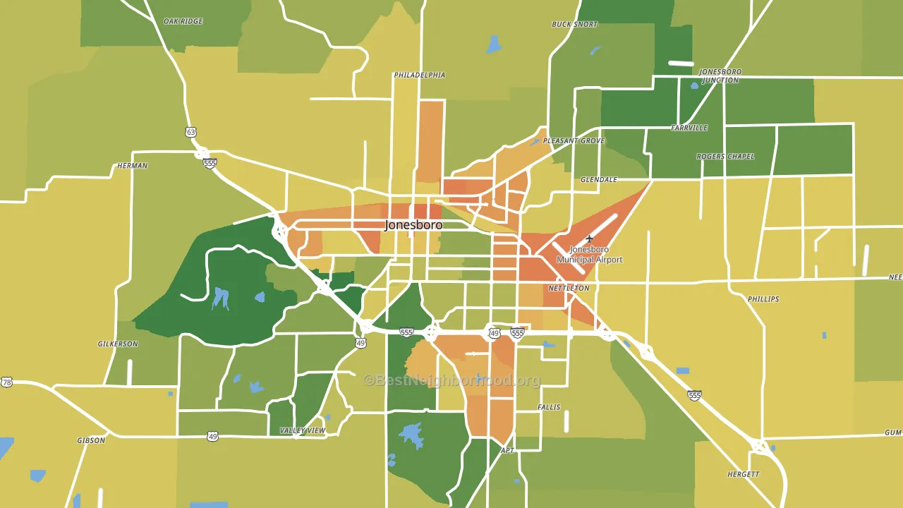 Jonesboro, AR block-group voter-turnout map