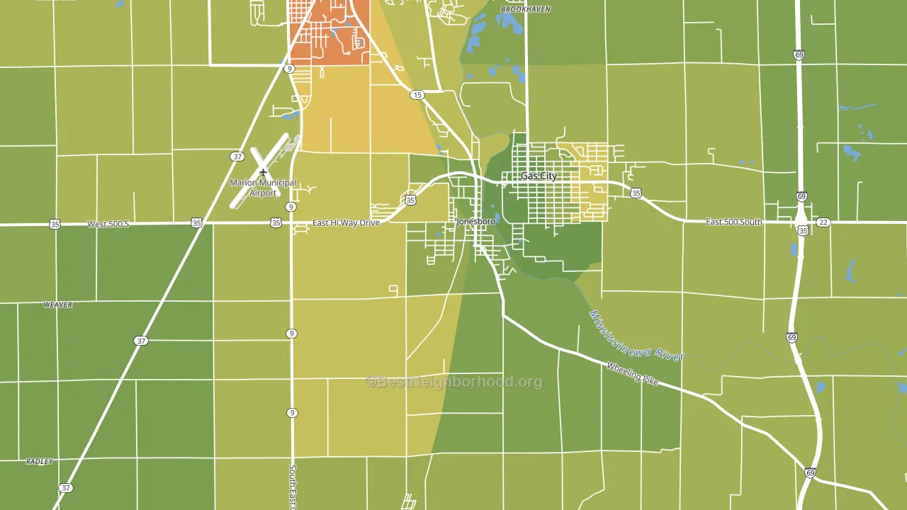 Jonesboro, IN block-group voter-turnout map