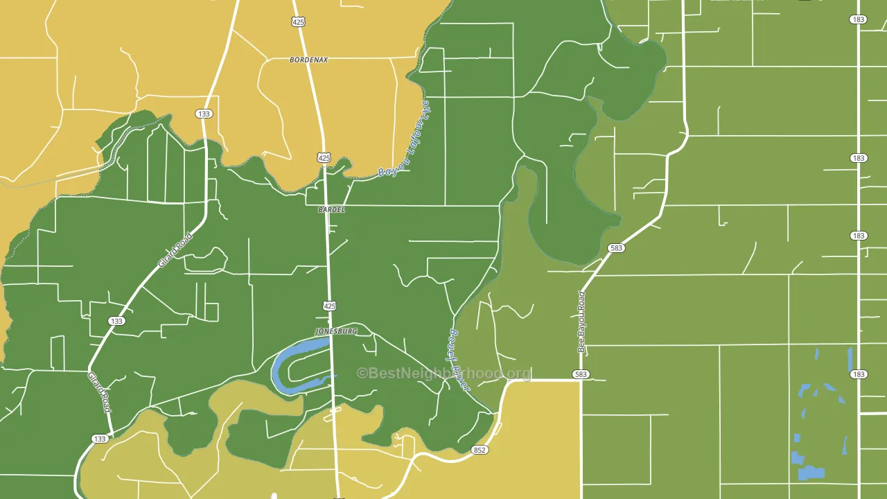 Jonesburg, LA block-group voter-turnout map