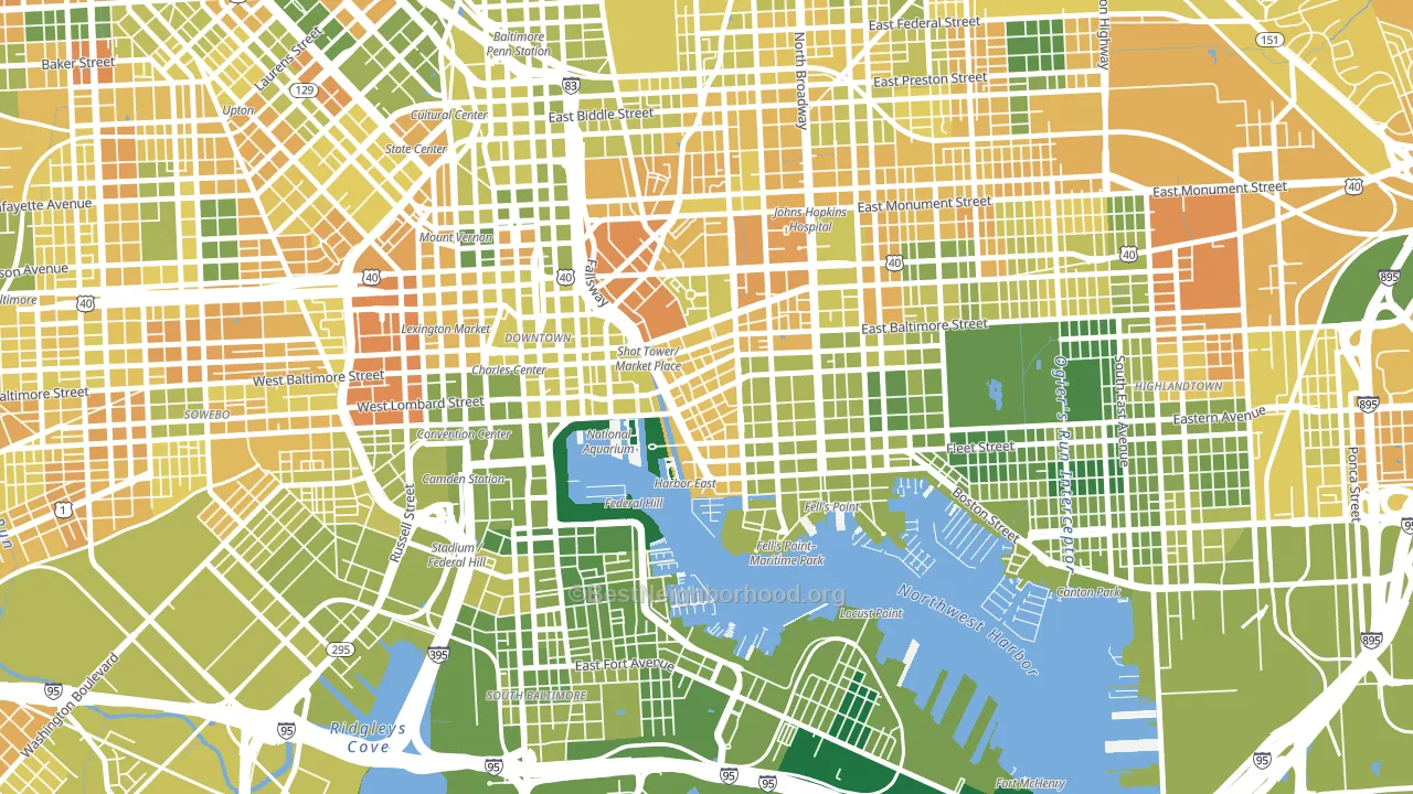 Jonestown, Baltimore, MD block-group voter-turnout map