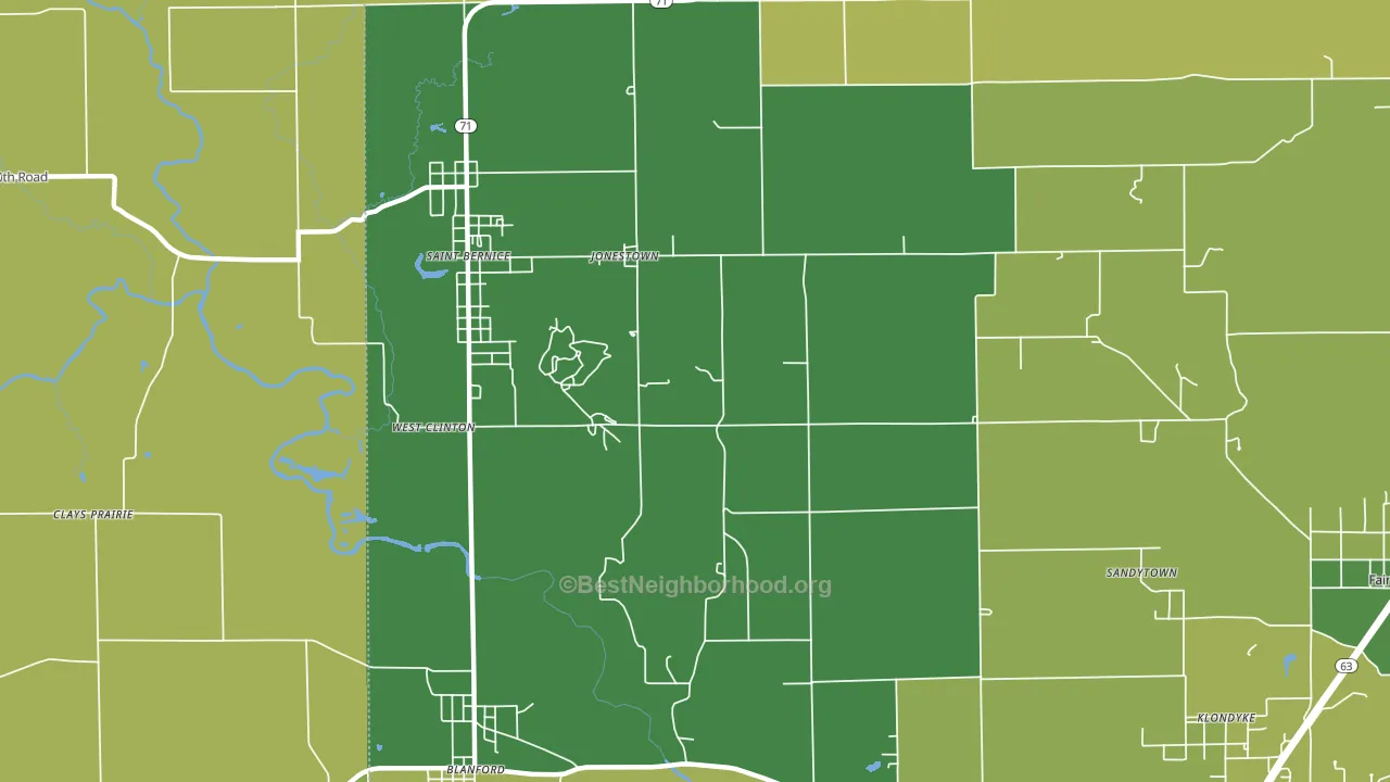 Jonestown, IN block-group voter-turnout map