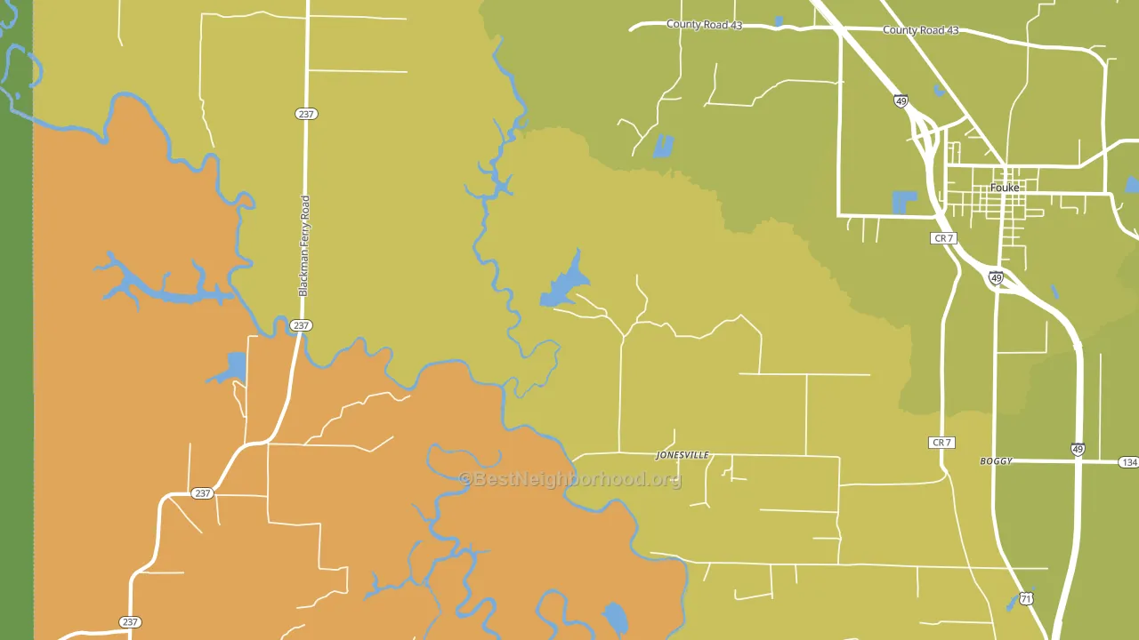 Jonesville, AR block-group voter-turnout map