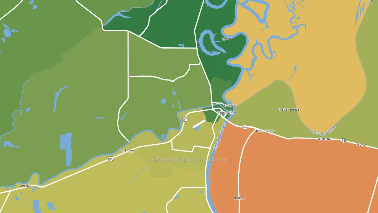Jonesville, LA block-group voter-turnout map