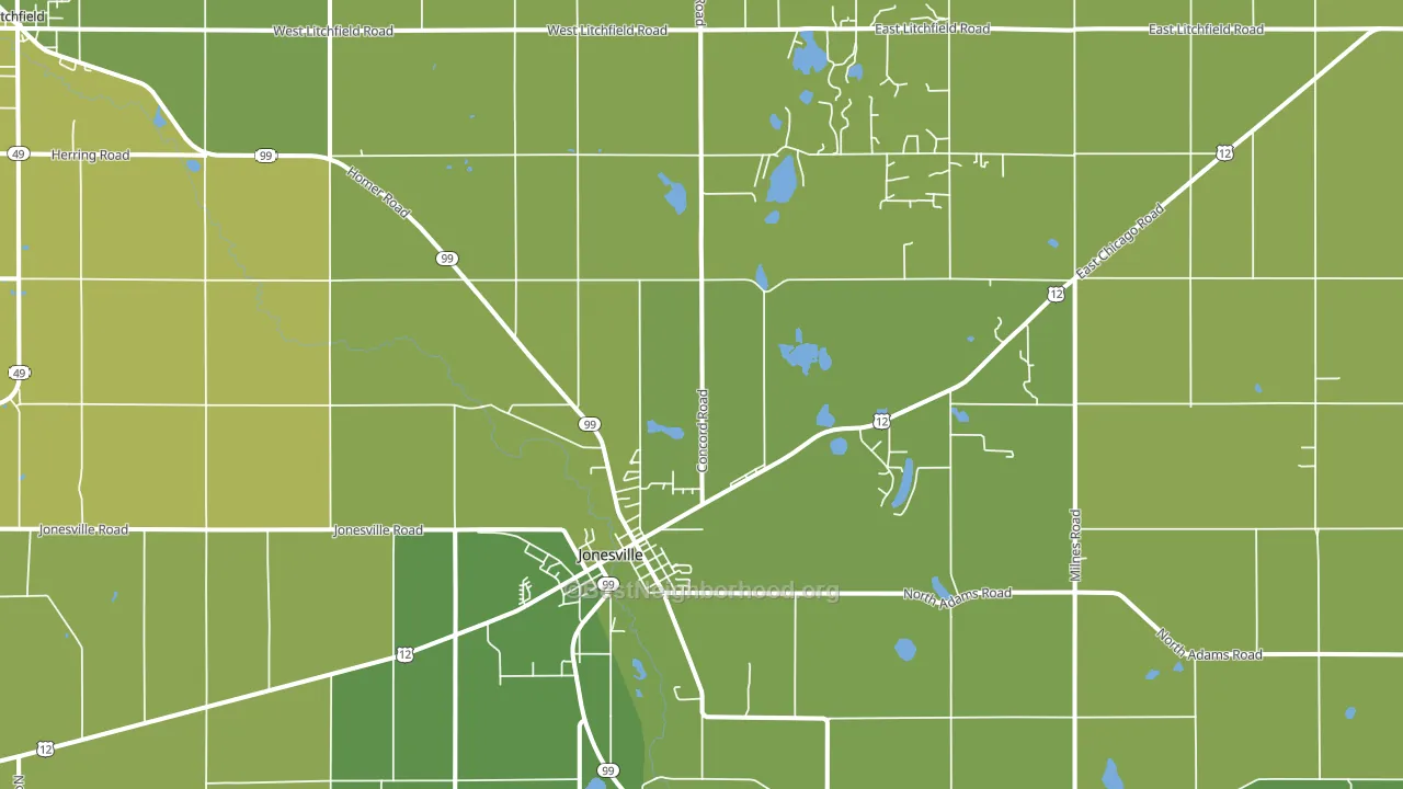 Jonesville, MI block-group voter-turnout map