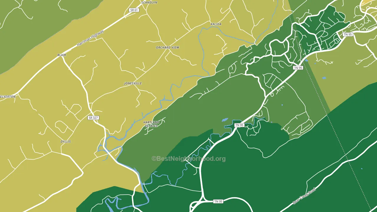 Jonesville, TN block-group voter-turnout map