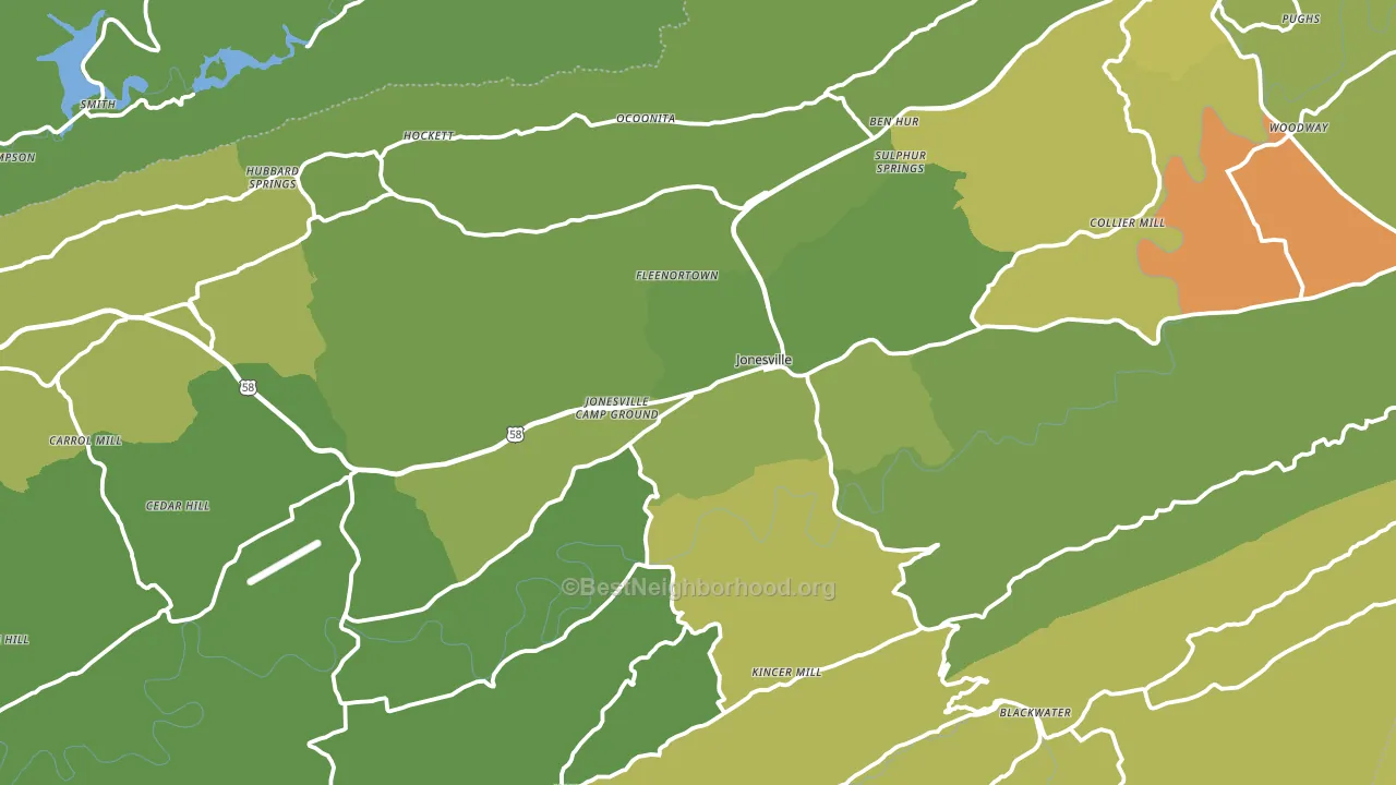 Jonesville, VA block-group voter-turnout map