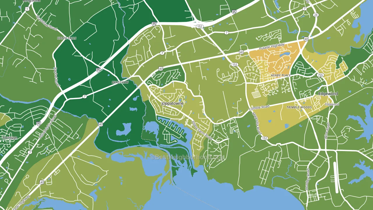Joppatowne, MD block-group voter-turnout map