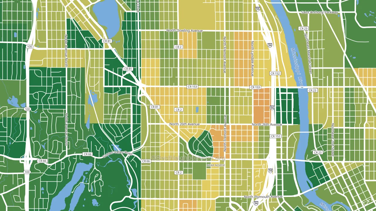 Jordan, Minneapolis, MN block-group voter-turnout map