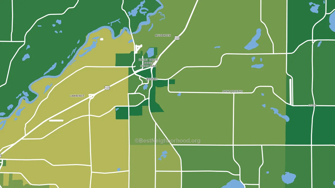 Jordan, MN block-group voter-turnout map