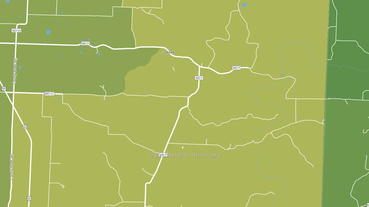Jordan, MO block-group voter-turnout map
