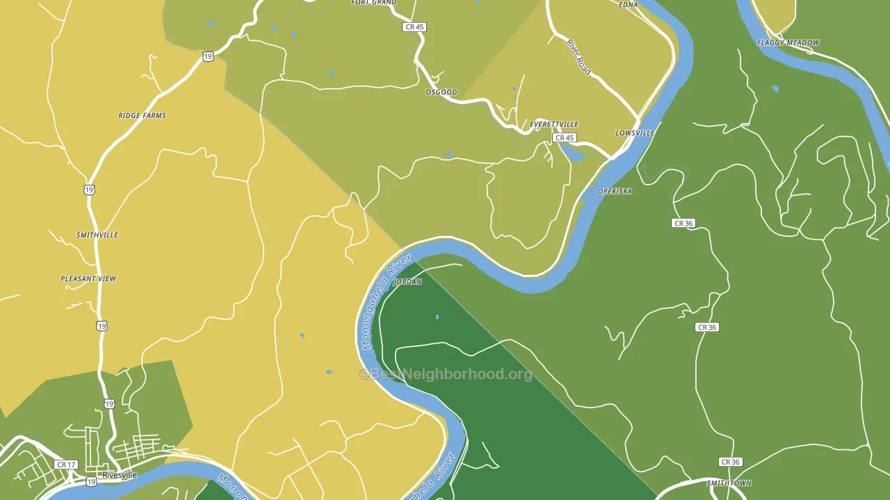 Jordan, WV block-group voter-turnout map