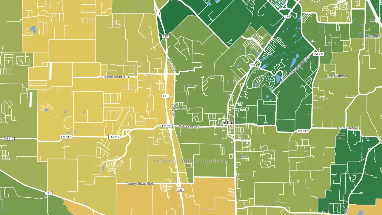 Joshua, TX block-group voter-turnout map