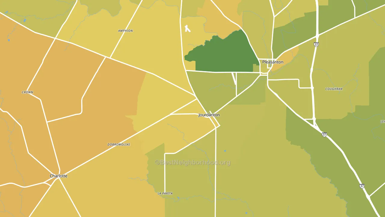Jourdanton, TX block-group voter-turnout map