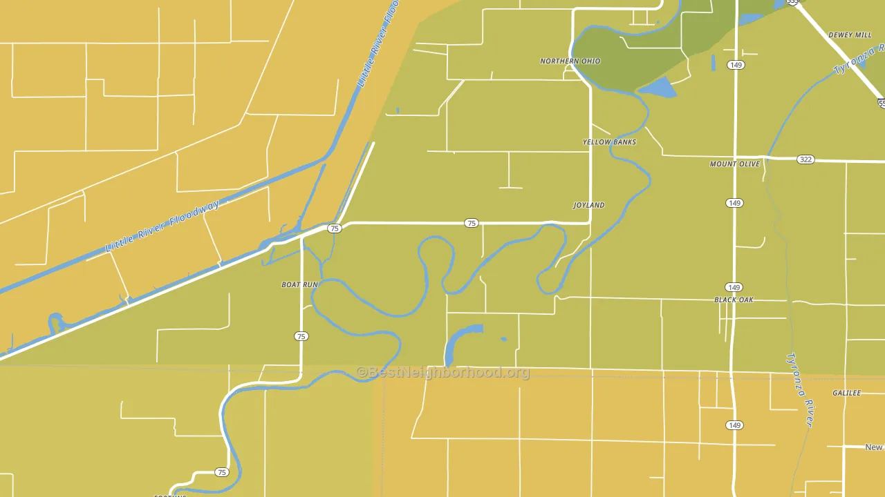 Joyland, AR block-group voter-turnout map