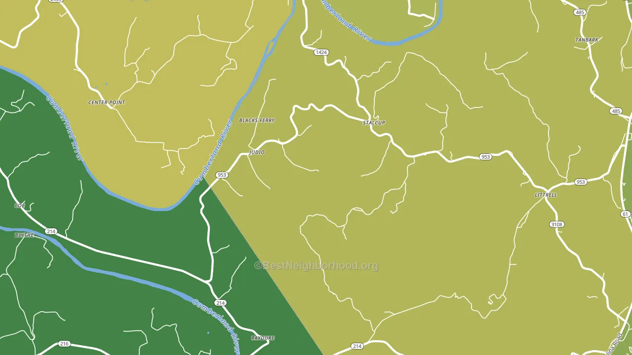 Judio, KY block-group voter-turnout map