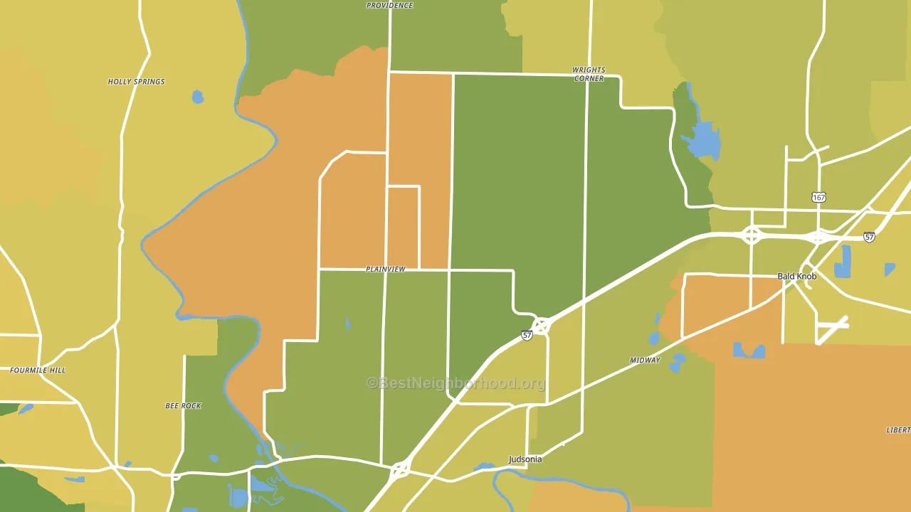 Judsonia, AR block-group voter-turnout map