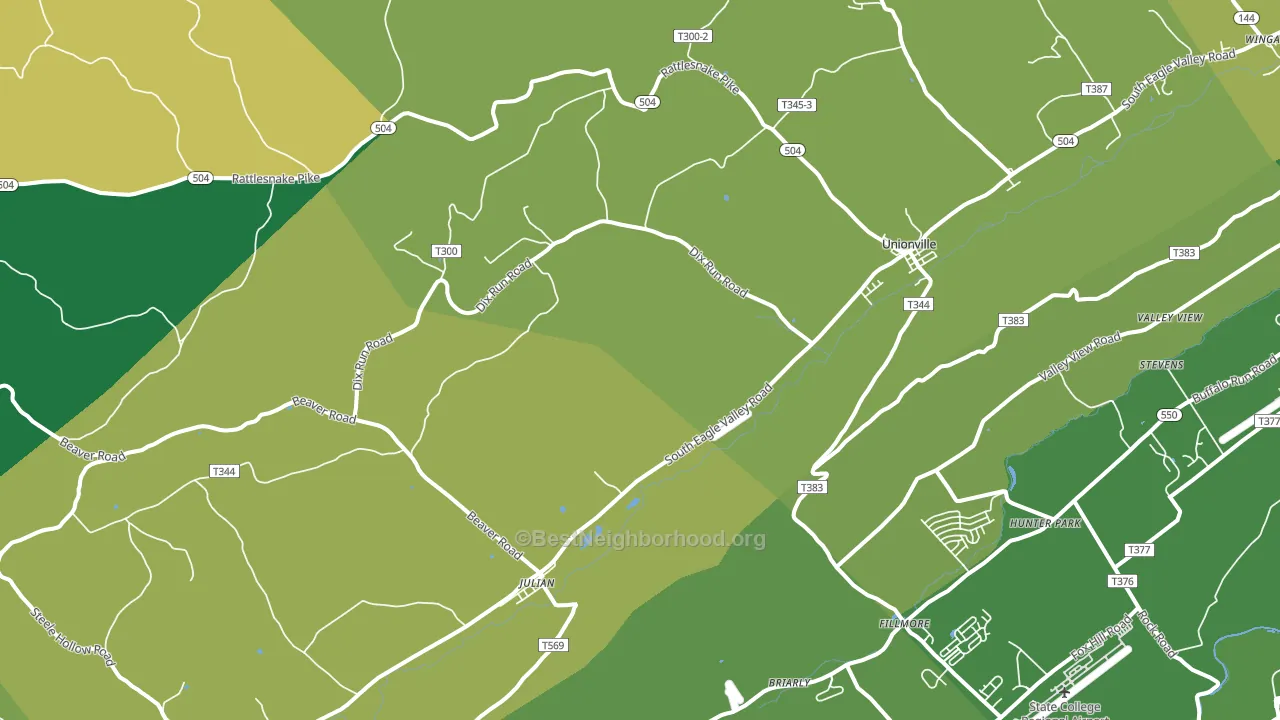 Julian, PA block-group voter-turnout map