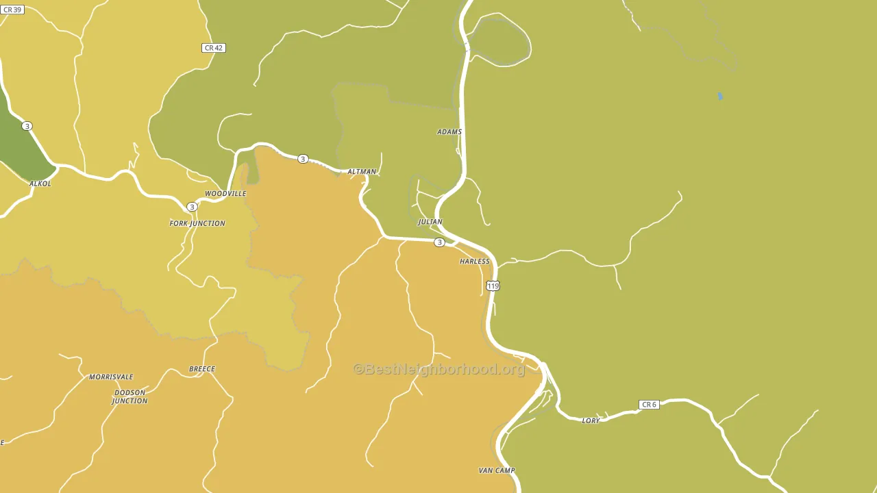 Julian, WV block-group voter-turnout map