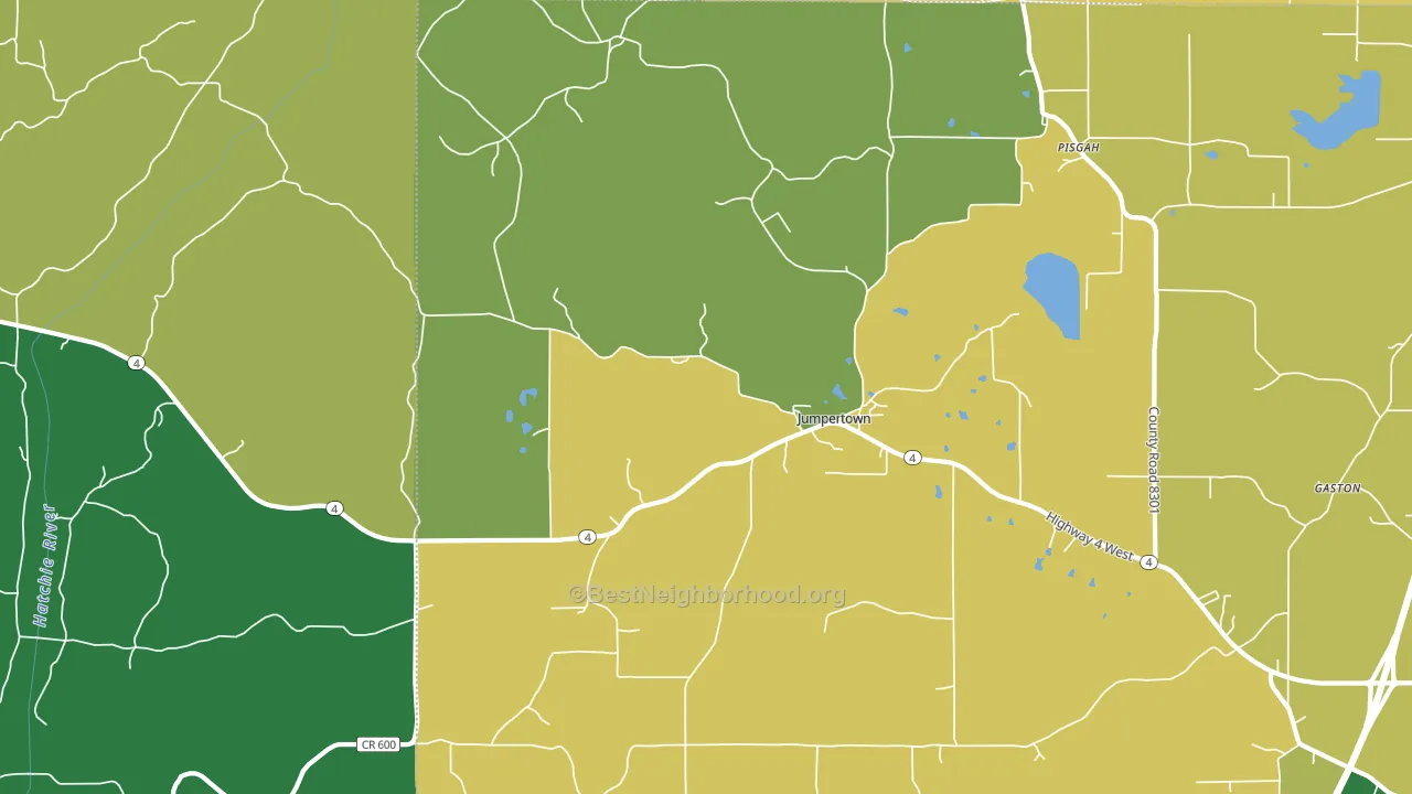 Jumpertown, MS block-group voter-turnout map