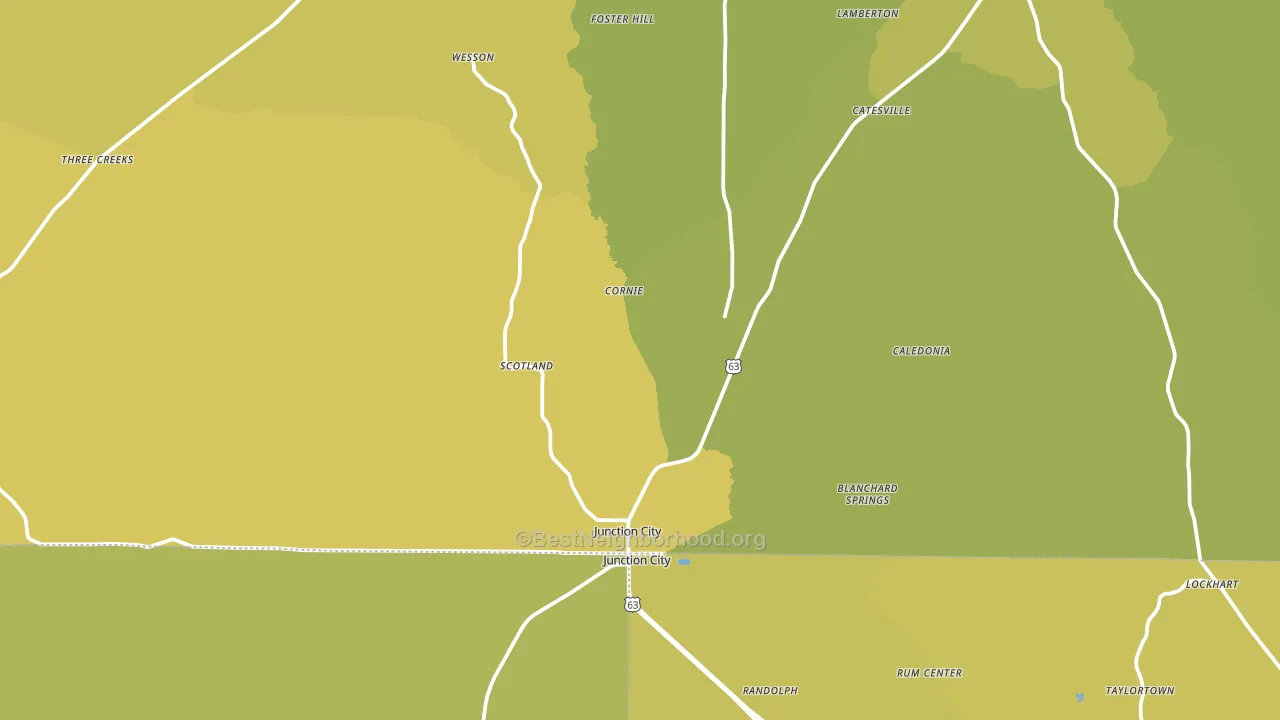 Junction City, AR block-group voter-turnout map
