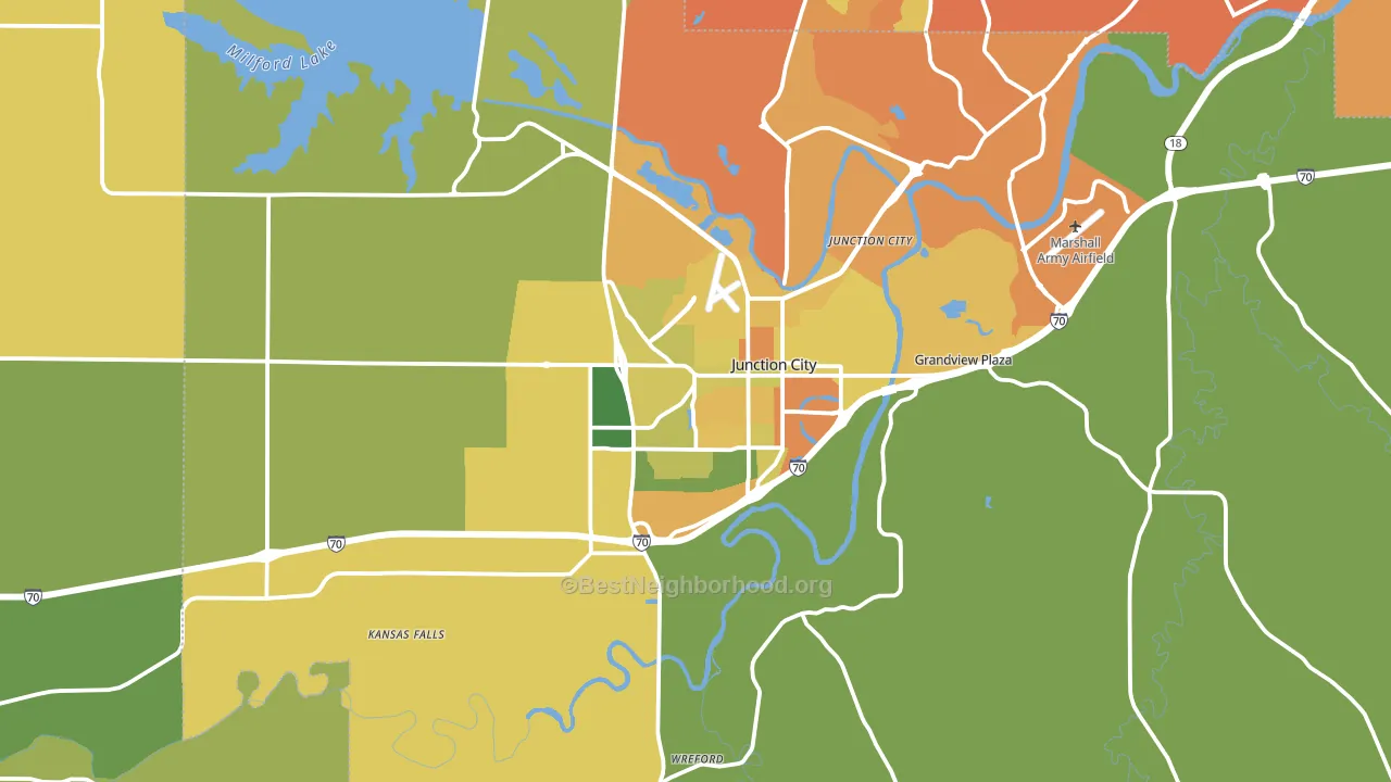 Junction City, KS block-group voter-turnout map