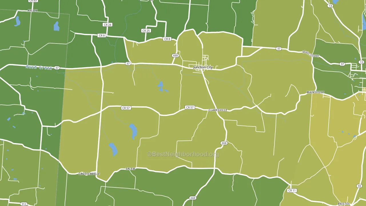 Junction City, OH block-group voter-turnout map