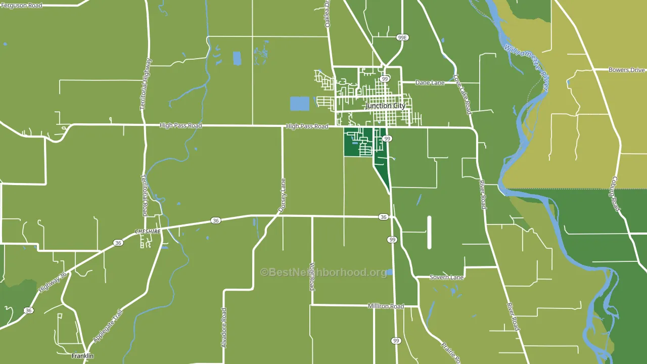 Junction City, OR block-group voter-turnout map