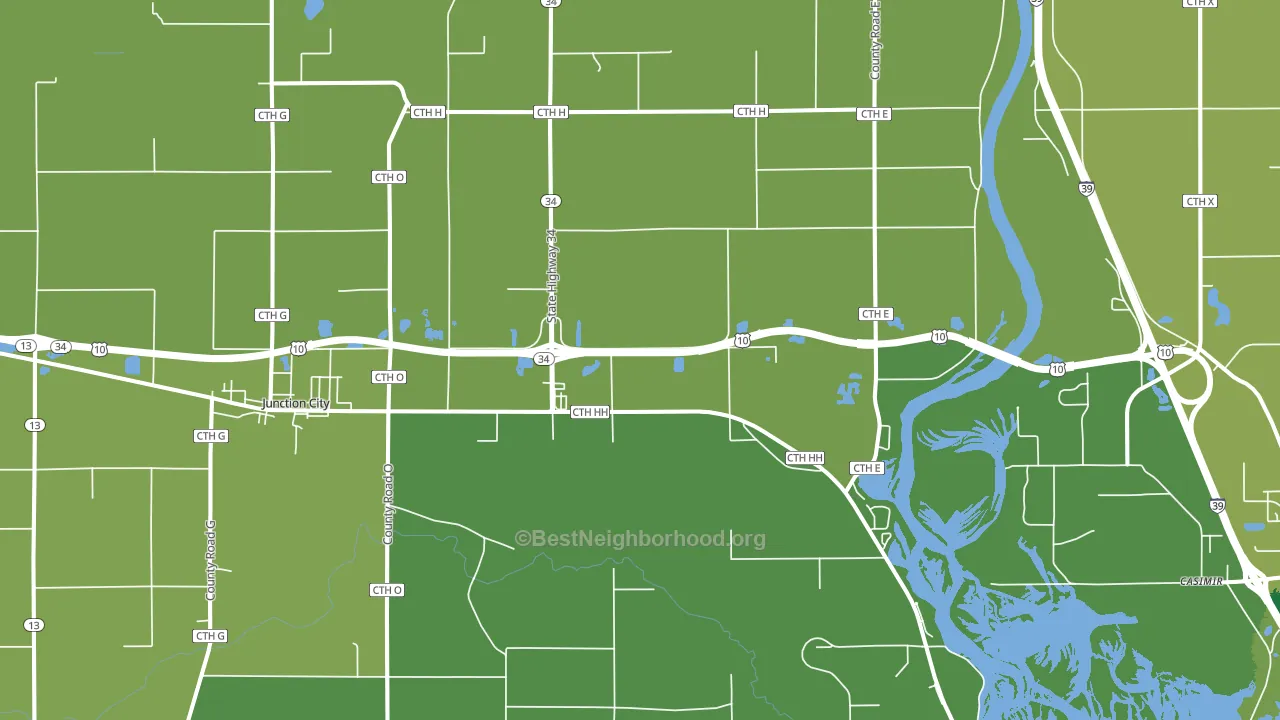 Junction City, WI block-group voter-turnout map