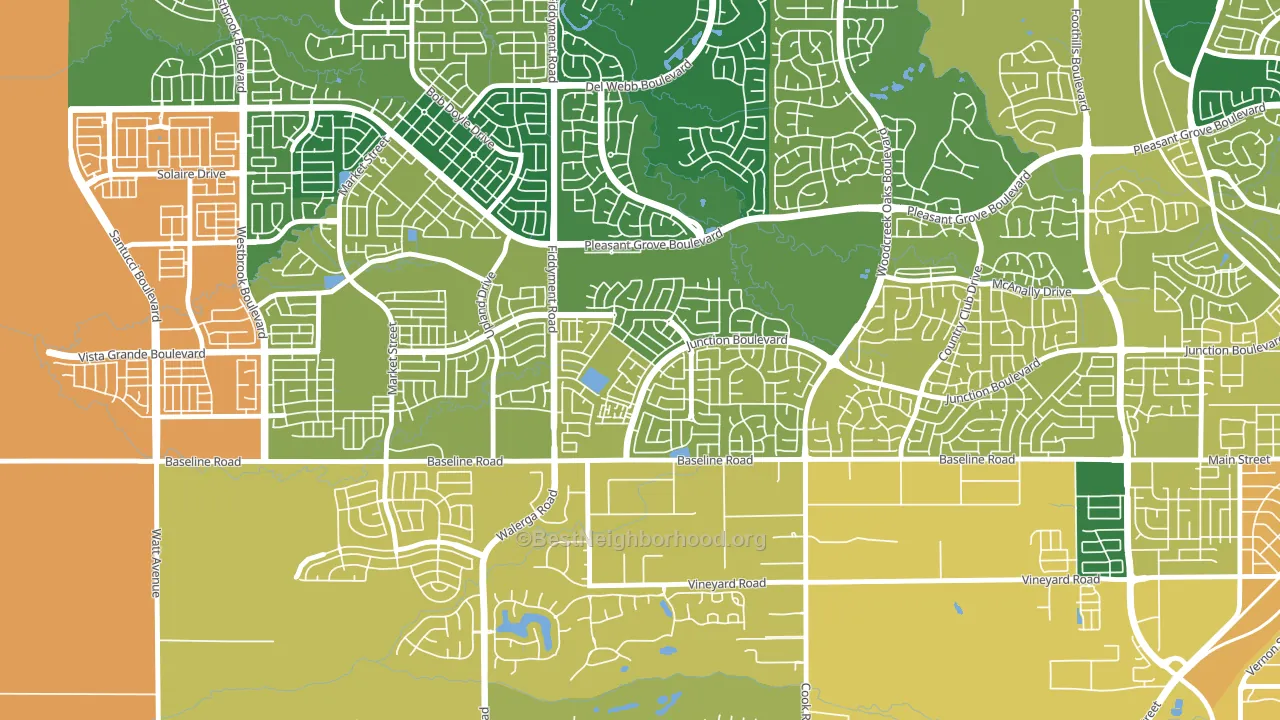 Junction West, Roseville, CA block-group voter-turnout map