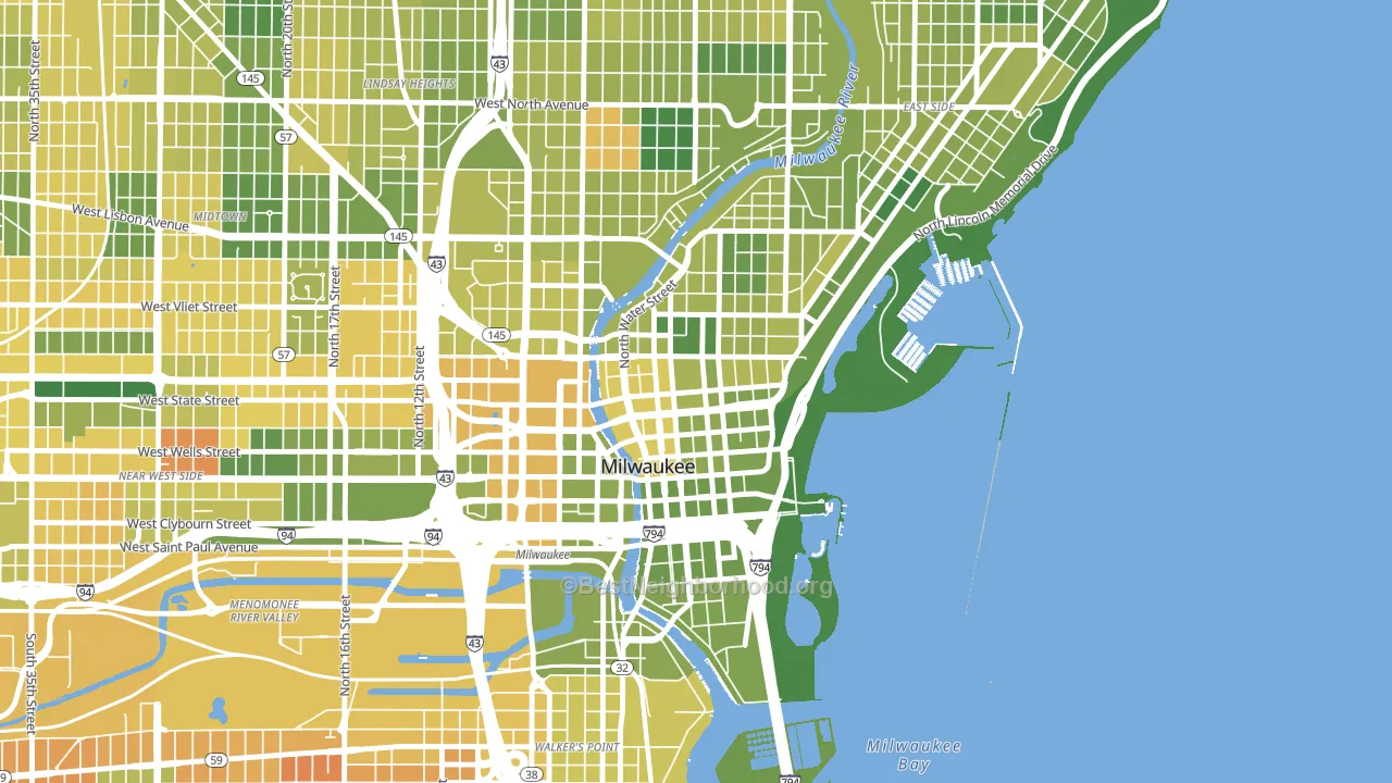 Juneau Town, Milwaukee, WI block-group voter-turnout map