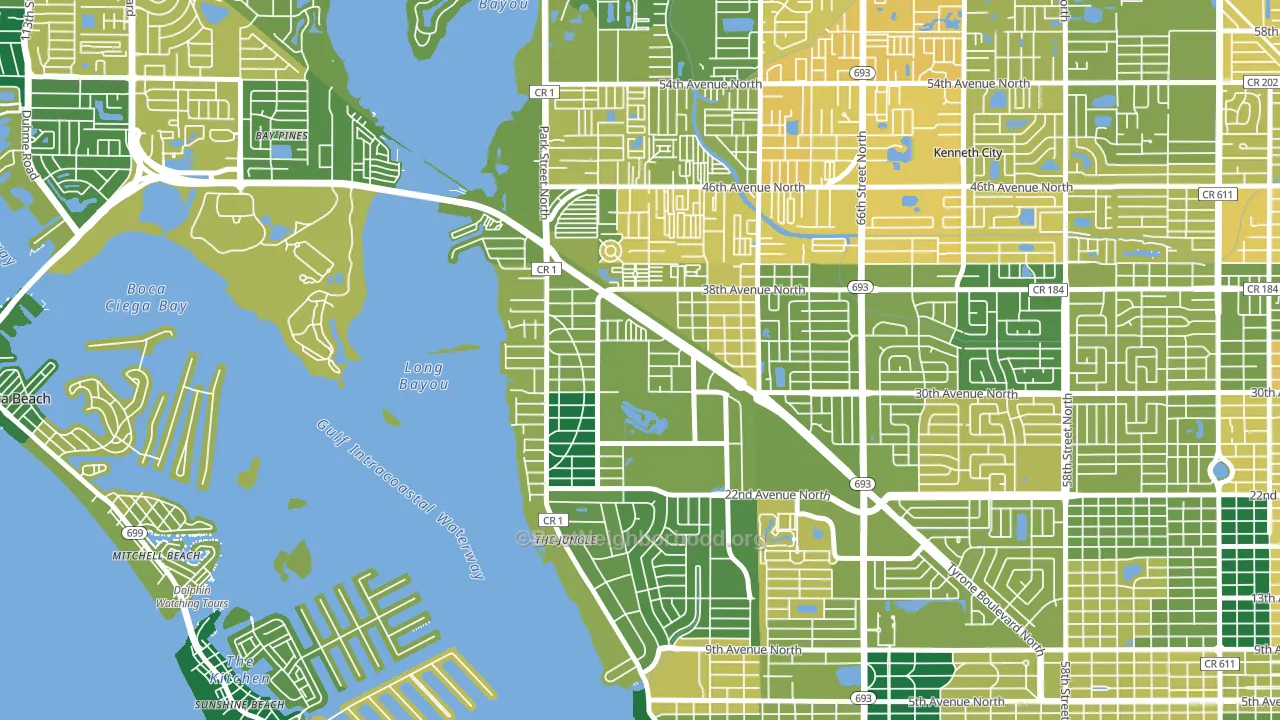 Jungle Terrace, St. Petersburg, FL block-group voter-turnout map