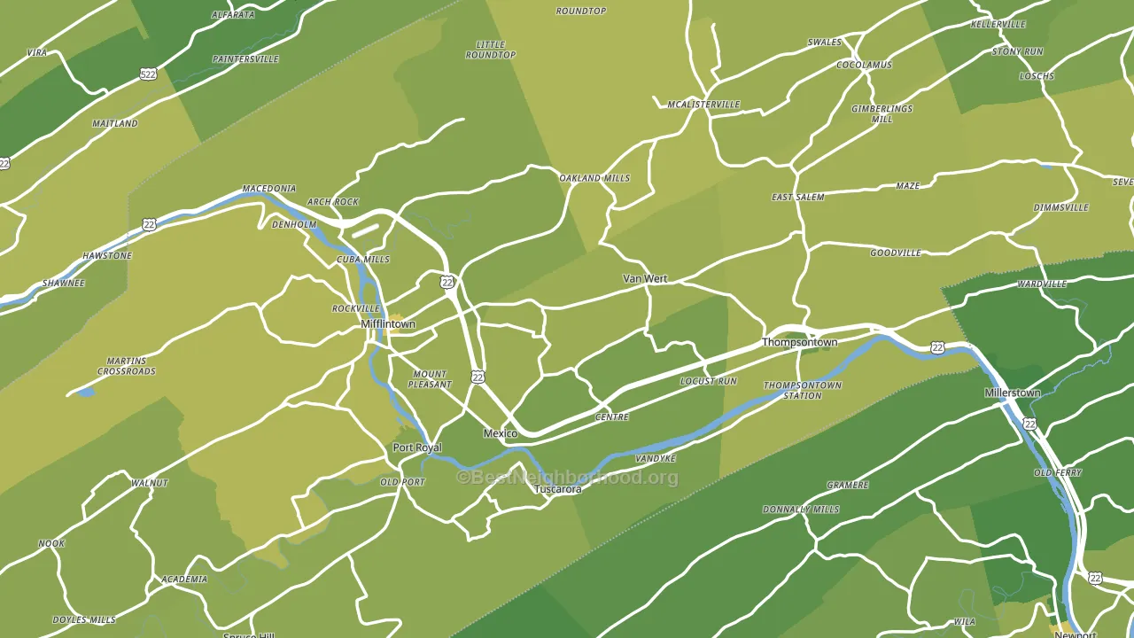 Juniata County, PA block-group voter-turnout map